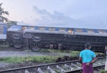 වනවාසලදී දුම්රියක් පීලි පැන මැදිරියක් පෙරළෙයි