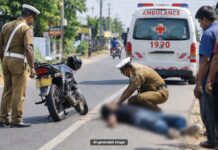 පොලිසිය නවත්වන්නැයි සංඥා කළ පසු තරුණයා ඇද වැටී මරුට